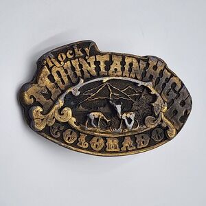 Vintage 1975 Rocky Mountain‎ High Colorado Belt Buckle Adezy Denver Western Wear